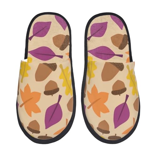 Acorn Autumn Fall Leaf Leaves Print House Slippers For Women And Men,Soft Slippers With Memory Foam,Non-Slip Indoor Home Shoes