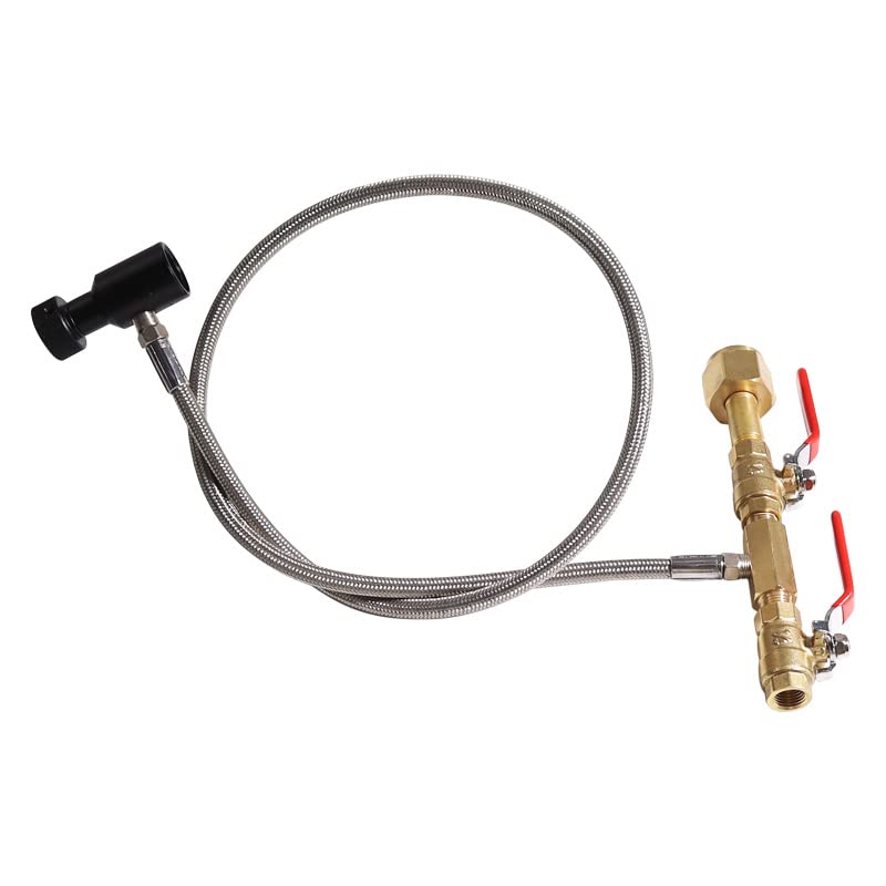 TUXING CO2 PCP Refill Adapter Filling Station Connector Kit, CGA320 and G1/2-14 CO2 Dual Valve Bottle Refill Station with 36 inch Braided Hose for CO2 Tanks