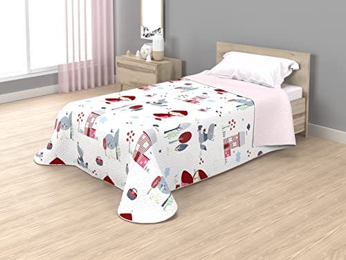 HM'S HOME'SECRET - Colcha Bouti Infantil Termosellada Bosque (Cama 105, 200x260 cm) Ideal para Verano y Entretiempo