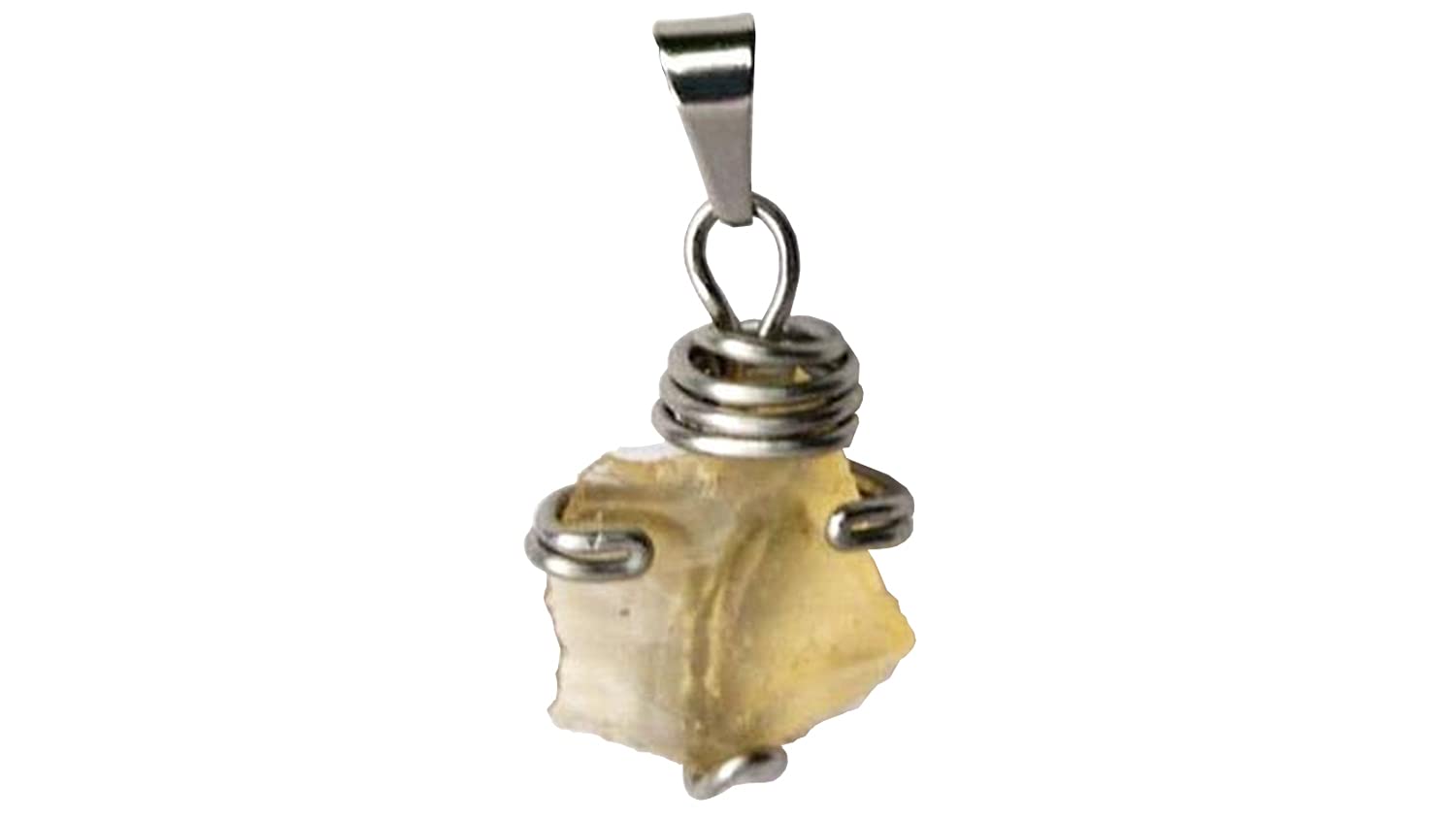 Handmadegenuine Raw Libyan Desert Glass Pendant In A Wire Prong