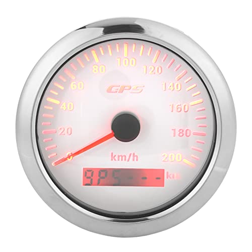 Luocute Velocímetro GPs, 3,3 Polegadas de Barco Digital GPs GPs Speedomags Impermepa de 0 a 200 Km 1H Beda de Velocidade Com Luz de Fundo para Motocicletas de Caminhão Marítimo de Carro (Branco)