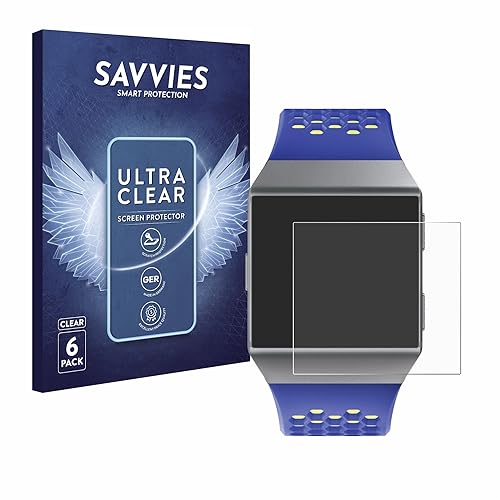 savvies Protector Pantalla para Fitbit Ionic (6 Unidades) Película Ultra Transparente