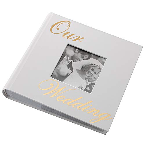 Happy-Homewares-Modern-White-Wedding-Day-Photo-Album-with-Gold-Foil-Text-Holds-80-4x6-Pictures-Wedding-Gift-Idea-for-a-Special-Couple