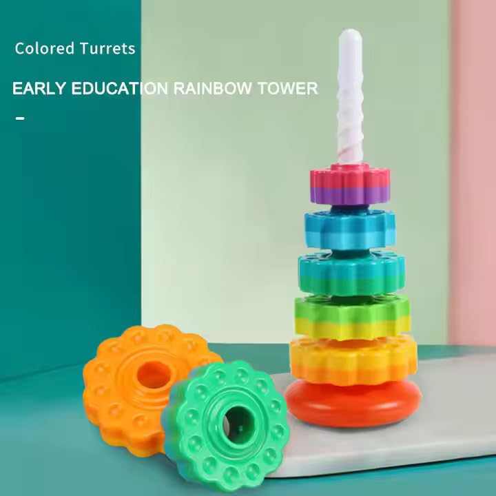 Baby Spin Stack Toy,Premium Stacking Toy for Kids,Baby Spinning Toy,Stacking Toy for Babies and Toddlers,Educational Toddler Learning Toys,Autism Spin Stack Toys,Rainbow Spinning Wheel Toys 1