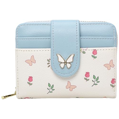 Bakurok Wallet Women Small RFID Blocking Bifold Compact Credit Card Holder Floral Cute Ladies Purse with Zipper Coin Pocket