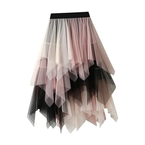 Jupe en tulle mesh superposée style asymétrique pour femme chic