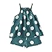 Produktbild KIMODO Pyjamas Home Anzug Kinder Ärmellos Cartoon Polka Dot Drucken Kleinkind Baby Mädchen Hosenträger Tops + Shorts Strampler Nachtwäsche Outfits (Grün, 12-18 Monate)