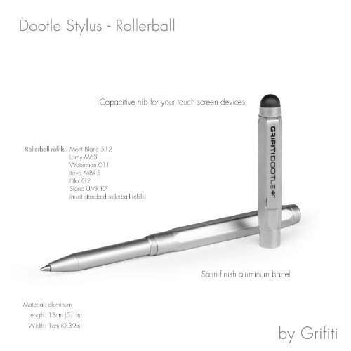 Grifiti Dootle Stylus Mechanical Pencil and Pen 2 Piece Set, Matte Silver Digital Stylus iPhones, Smartphones,Tablets and 0.7 MM Mech Pencil and Rollerball Pen - Thumbnail 5