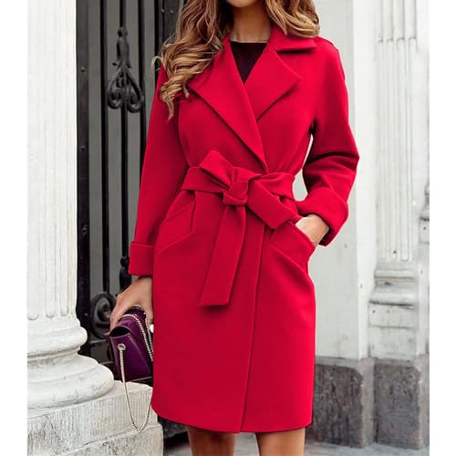 Maiyifu-GJ Women's Wool Blend Long Trench Coat Elegant Notched Lapel Coat Jacket Casual Fall Winter Overcoat with Belt2