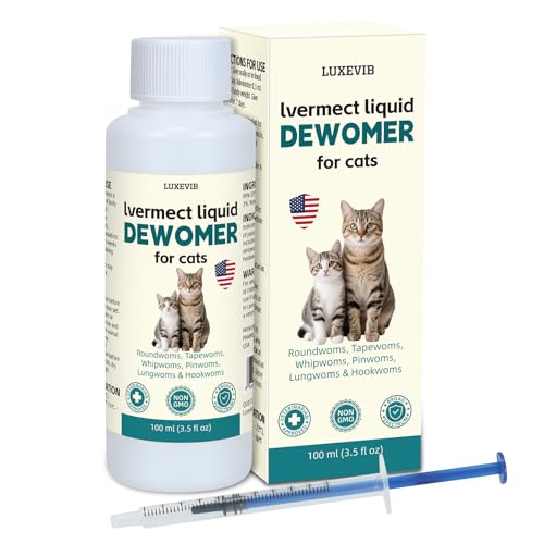 LuxeVib lvermect Liquid for Cats, Dewomax Liquid Formula for Cat | Broad Spectrum Support | Promotes Digestive Comfort & Daily Balance | Gentle & Easy-to-Feed | 100 ml (3.5 oz)