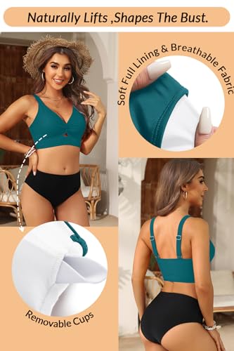 Image of Women's Bikini Top - Supportive Swimsuit for Large Bust - 2025 Cut Out Twist Swim Top