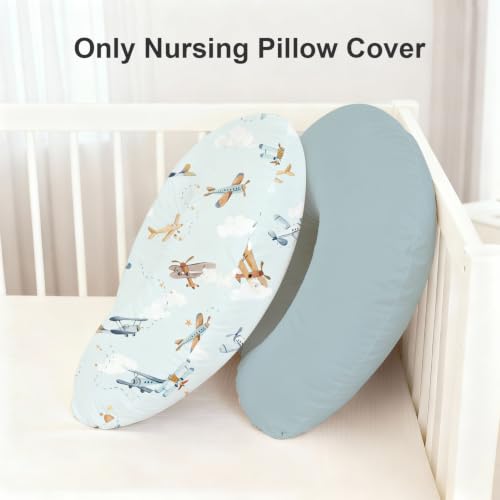 Image of Little Grape Land Nursing Pillow Covers 2 Pack, Soft & Breathable Removable Breastfeeding Pillows Covers for Feeding Pillows, Nursing Pillow Slipcover for Baby Girls Boys, (Plane)