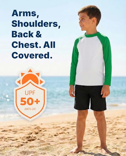 Image of City Threads Rash Guard for Boys SPF 50+ Made in USA, Long Sleeve Swim Shirt with Sun Protection, Toddler, and Youth Sizes
