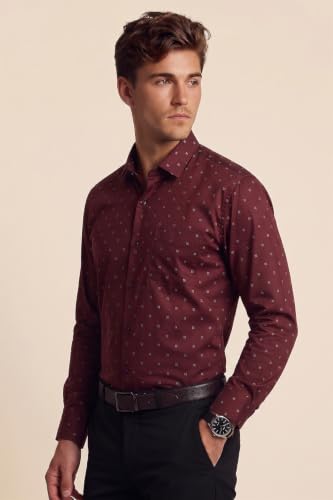 Image of Peter England Men's Cotton Slim Fit Ditsy Printed Full Sleeve Shirt