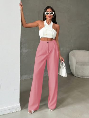 Image of Toochki Trousers for Woman Pants Women's Formal Office Korean | Black Track Pant | Straight | Cotton Spandex Stretchable Trouser | High-Waisted Bottom Wear