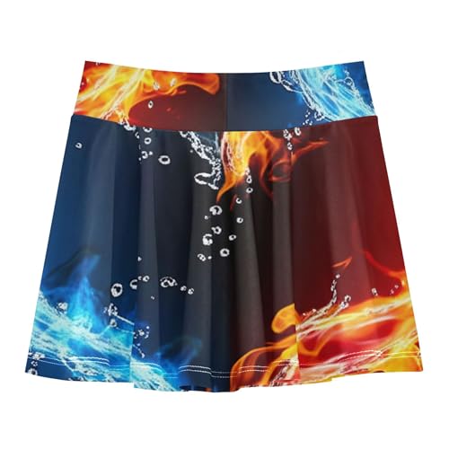 Joisal Girls' Shorts Athletic Skorts Heart Water Fire Black Toddler Tennis Skirts Funny Flowy Skort 3t2