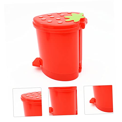 Bote de basura pequeño rojo para escritorio con tapa miniatura 3