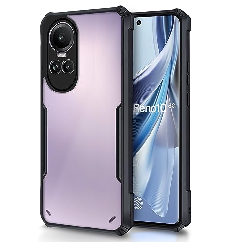 Image of Pikkme Ultra Hybrid Back Cover for Oppo Reno 10 5G | Raised Edges |Crystal Clear Transparent | Full Camera Protection Bumper Case (Black)