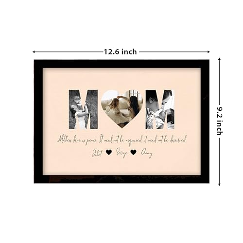 Image of Customized Mother's Day Gift for your Mom with 3 Pictures Collage print along with MOM Text, Photo Frame With Photo Upload, Birthday, Anniversary, Couple, Parents (8.9x12.8 Inch)