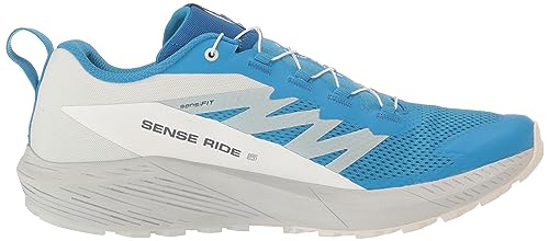 Salomon Men's SENSE RIDE 5 Trail Running Shoes for Men, Ibiza Blue / Lapis Blue / White, 10