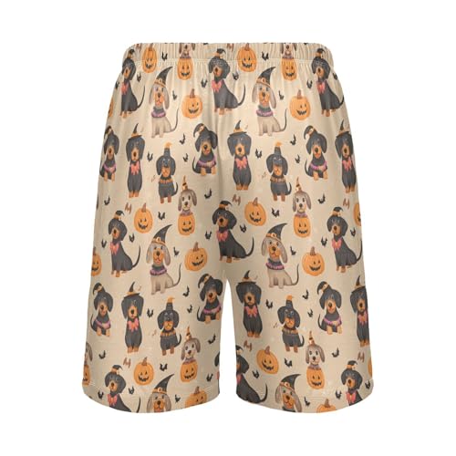 Laprad Men's Pajama Shorts Lounge Sleep Shorts Halloween Dachshund Dogs Pajamas Bottoms with Pockets3