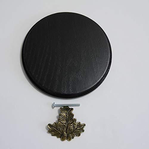 GTK - Geweihe & Trophäen KRUMHOLZ Keilerschild Keilerbrett Gewaffbrett Trophäenschild rund dunkel AF 15 cm mit Eichenlaub Deckblatt