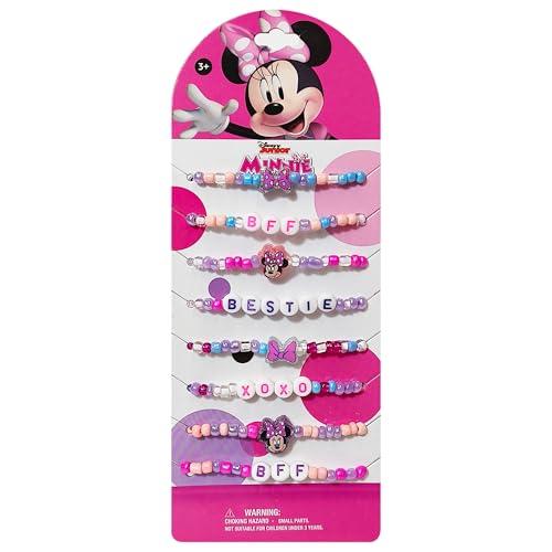 LUV HER Disney Minnie Mouse Kids Jewelry - 8 Pack Beaded Friendship Bracelets - Lightweight Colorful Fun for Girls Ages 3+ - Gift-Ready BFF Theme -...