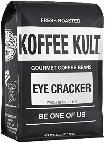 Koffee Kult Eye Cracker Espresso Coffee Beans - Bright, Bold Medium Roast with a Citrus Twist Coffee Crema - Artisan Roasted Fresh 100% Arabica Speciality Grade Coffee (Whole Bean, 32oz)