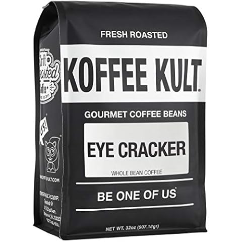 Koffee Kult Eye Cracker Espresso Coffee Beans - Bright, Bold Medium Roast with a Citrus Twist Coffee Crema - Artisan Roasted Fresh 100% Arabica Speciality Grade (Whole Bean, 32oz) Cover