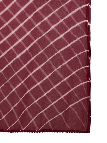 Image of DUPATTA BAZAAR Women's Leharia Dupatta with Pom Pom Lace