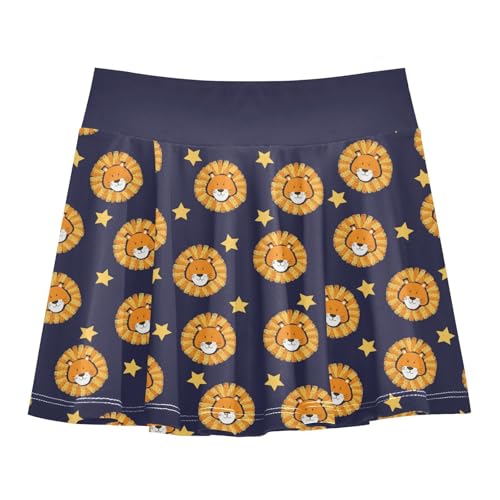 Girls Skorts High Waist Athletic Skirts with Shorts Lion Star Stretchy Teens Performance Tennis