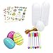 comjio Handbemaltes Ostereier-Set aus Kunststoff für Kinder 24 handbemalte Eier + 6 Packungen farbige Stifte + 10 Aufkleber, DIY-Eierschalen-Korbfüllung, Überraschungsparty-Geschenkset