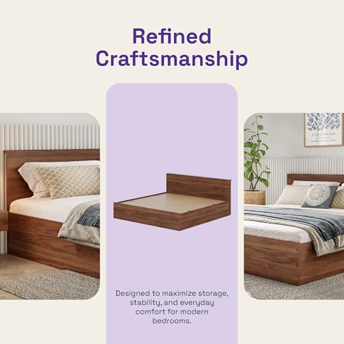Image of Wakefit Bed | 1 Yr Warranty | King Size Bed, Comes with Storage Box, Noise-Free, Density: 680-750 kg /m, Termite & Borer Resistant, Fits Mattresses Up to 8 Inches (Taurus 72 x 72 - Columbia Walnut)