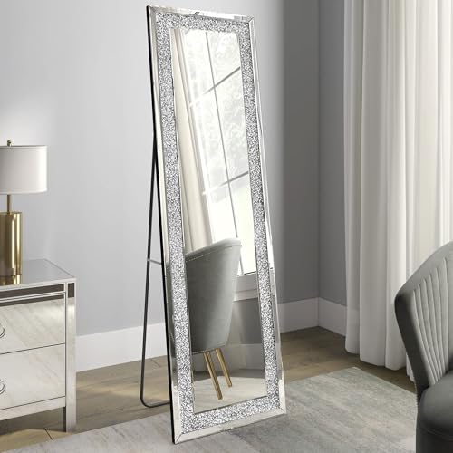 Image of Floor Mirror Full Length 18x59 Inch, Full Body Mirror with Frame, Wall Mirrors for Wall Full Length Mirror with Stand, Standing Mirrors for Dressing Bedroom Living Room Home Decor