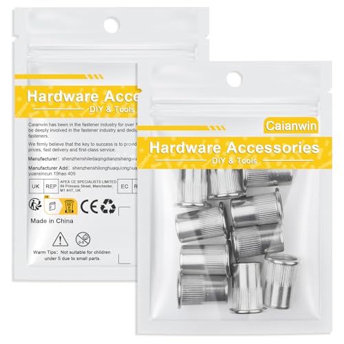 Caianwin 10 Stück Flachkopf Nietmuttern M12, Edelstahl A2 V2A, Blindnietmuttern für Metall, Kunststoff, Glasfaser