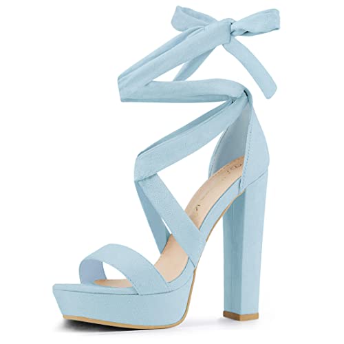 Sandales à talon bloc bleu ciel Allegra K taille 38 pour femme