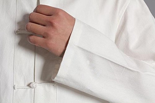 ZooBoo Traditional Long Sleeve Tang Kung Fu Uniform Men's Shirt (White, M) - Thumbnail 5