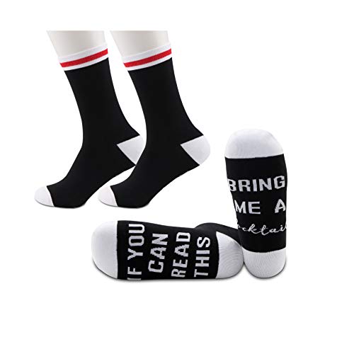 JXGZSO 2 Pairs Cocktail Lover Socks Cocktail Lovers Gift Cocktail Socks If You Can Read This Bring Me A Cocktail Socks (Bring Me A Cocktail)