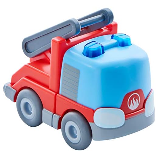 HABA 303844 - Kullerbü – Feuerwehr-Leiterwagen, Motorikspielzeug von 2-8 Jahren, Tolles Zubehör für alle Kullerbü-Bahnen