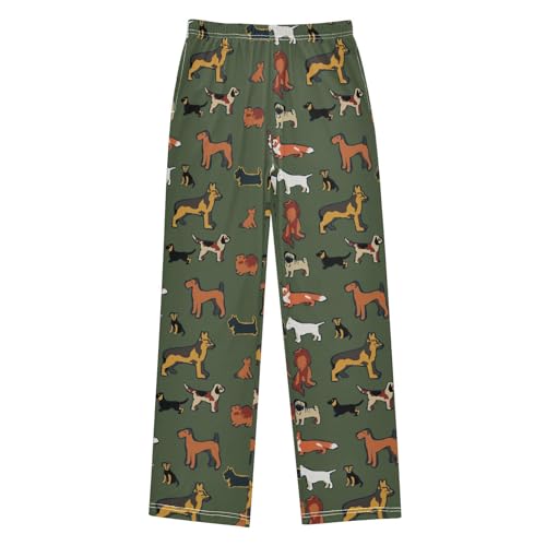 ZZXXB Doberman Bulldog Boys Long Pants Soft Trousers Elastic Waist Kids Lounge Bottoms with Pockets S-XL