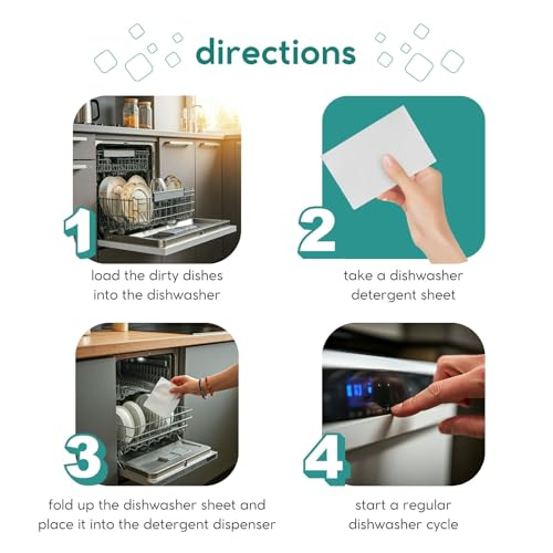 Image of TIDYCALS Dishwasher Detergent Sheets - 100 Loads - Botanical Formula -No Harsh Chemicals - Non Toxic - Eco-Friendly Substitute to Liquid, Pods & Powder Detergents - Eliminates Grease & Stuck-On Food