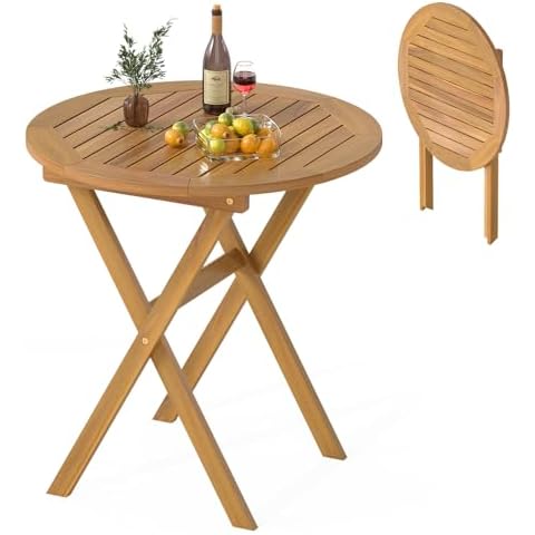 RELAX4LIFE Acacia Wood Folding Patio Table 26” Cover