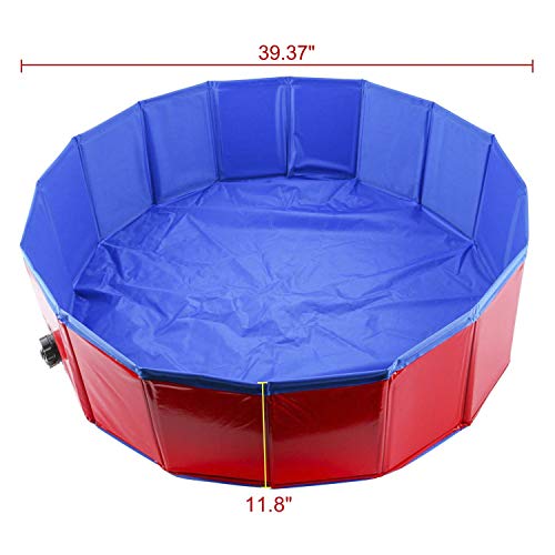Homend Pvc Pet Swimming Pool Portable Foldable Pool Dogs Cats Bathing Tub Bathtub Wash Tub Water Pond Pool (100Cm*30Cm（39Inch.d *12Inch.h）) #TOP1