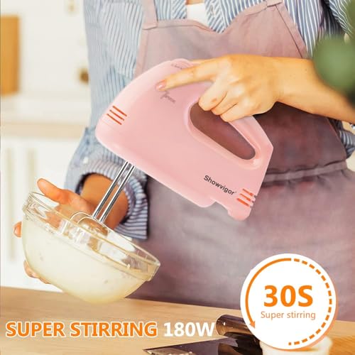 Hand Mixer, Electric Cake Whisk Food Mixer for Baking Self-Control/Turbo Boost + 4 Stainless Steel Accessory Food Beater for Cake Bread (CX6610-PK) - Image 3
