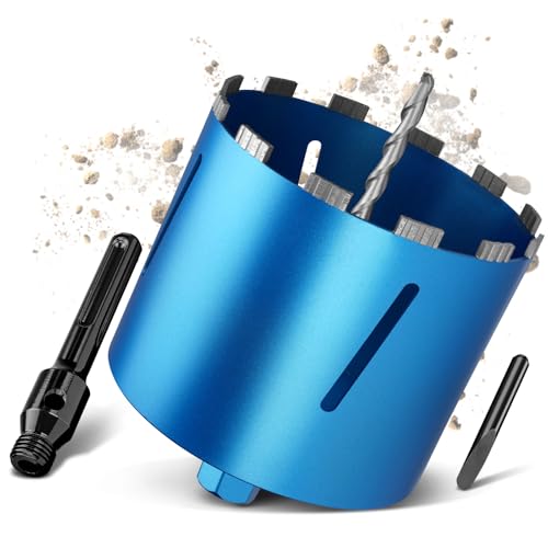 M22 Couronne Diamantée Ø 202mm Longueur Totale 200mm, Foret à Carotter de Carottage Turbo avec Adaptateur SDS Max 110mm, Scie Cloche Trépan Diamant pour...