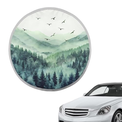 Image of Mountain Scenery Car Steering Wheel Sun Shade Cover Fashion Design Sun Shade for UV Protection Car Interior Accessories Sun Protection Universal Fit Most Cars Women