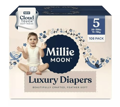 Millie Moon Luxury Diapers COUCHES DE Luxe - Sizes 1-6 (28lbs-39lbs)