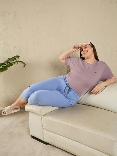 Image of CUPID Woman's Plus Size Plain Cotton Half Pant, 3 /4th Sports n Casual Night Short Pant, Knee Length Indoor n Outdoor Capris for Ladies