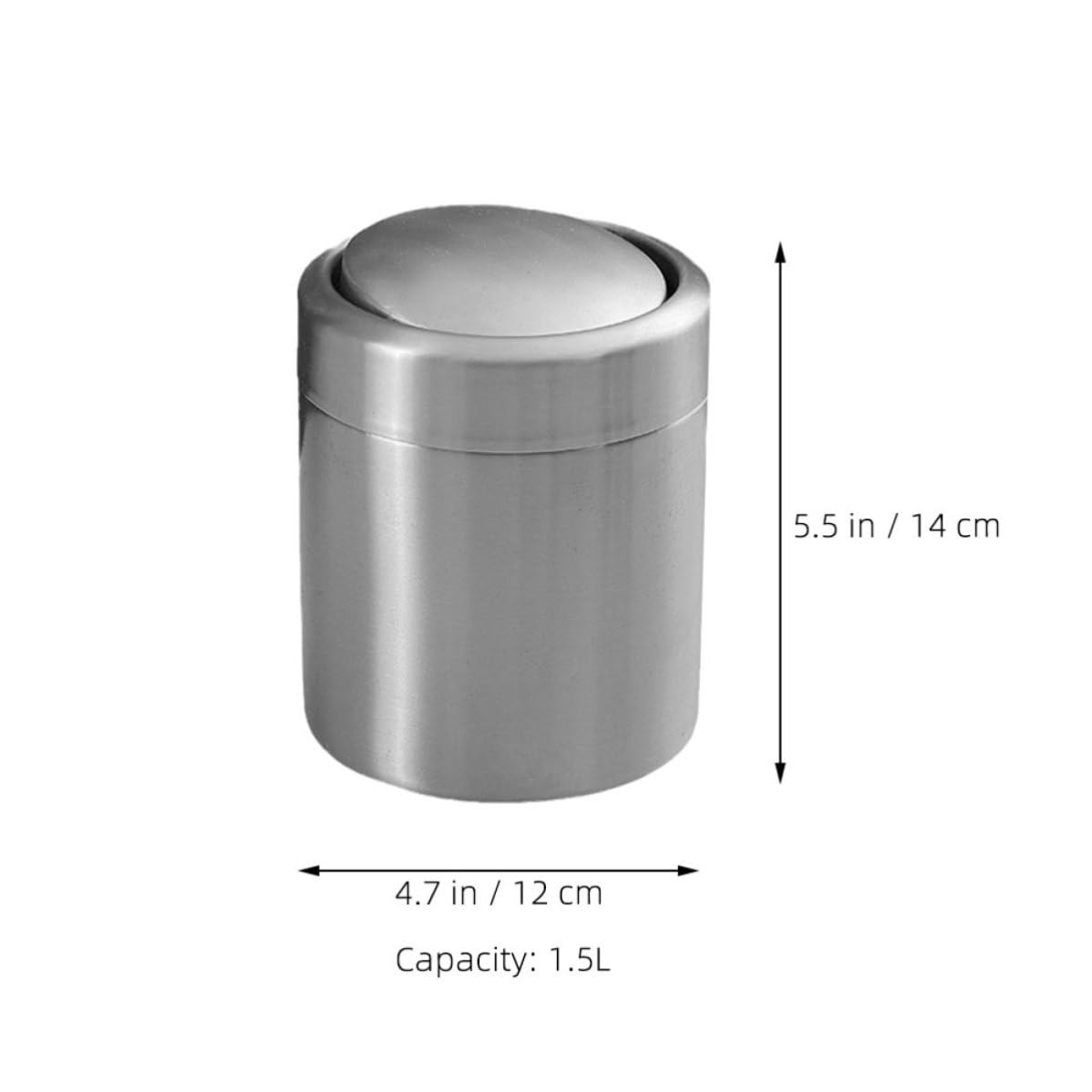 Mipcase Mini Cubo de Basura y Diseño Rectangular con Tapa de Acero Inoxidable 1,5 L Mecanismo de Apertura Cómodo para Encimeras y Baños Modernos