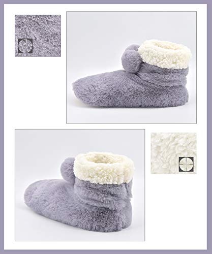 Image of DICUIRD Womens Thick & Warm Slipper Socks with Grippers - Christmas House Slippers